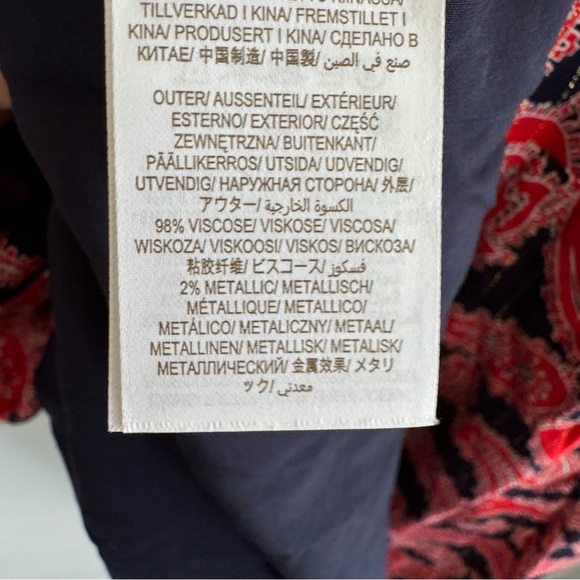 Boden Tie Neck Mini Dress in Red and Blue Paisley Cluster Twee Women’s Size 14 - Picture 15 of 16